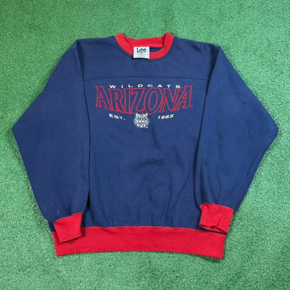 University of Arizona Wildcats Crewneck Sweatshirt Navy Red M 90s Lee Sports